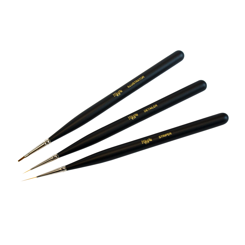 Set of 3 Nail Art Brushes with lids