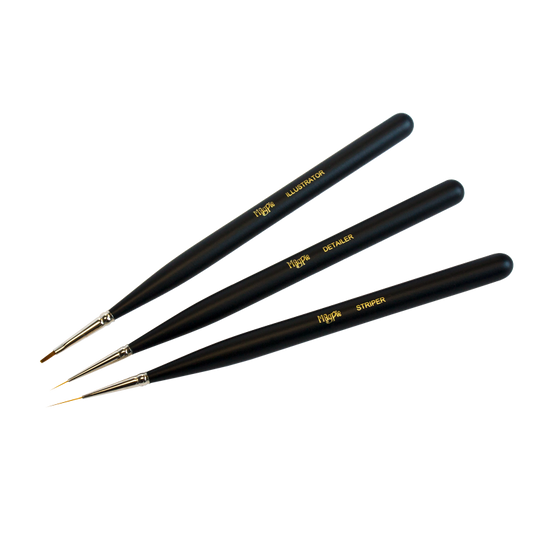 Set of 3 Nail Art Brushes with lids