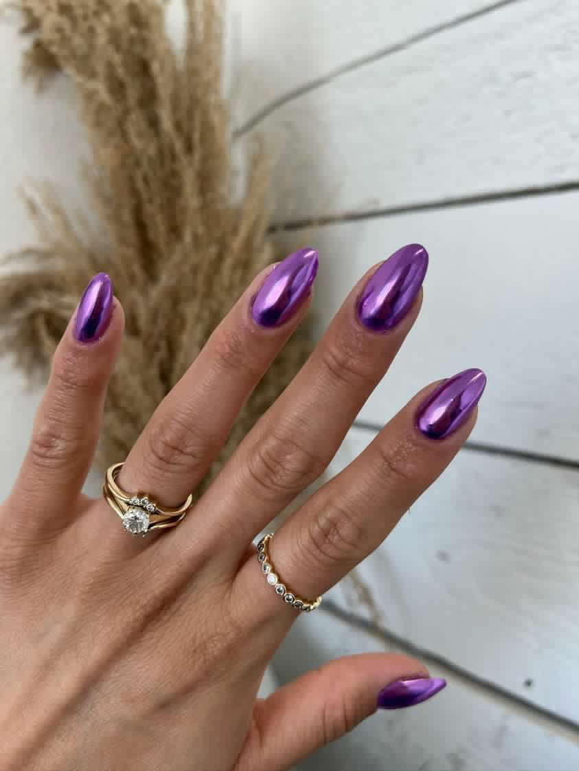 purple chrome nails