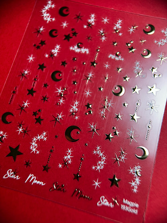 Sticker #193 - Festive Moons and Stars, Gold
