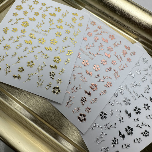 Sticker #198 - Flowers and Leaves, Gold