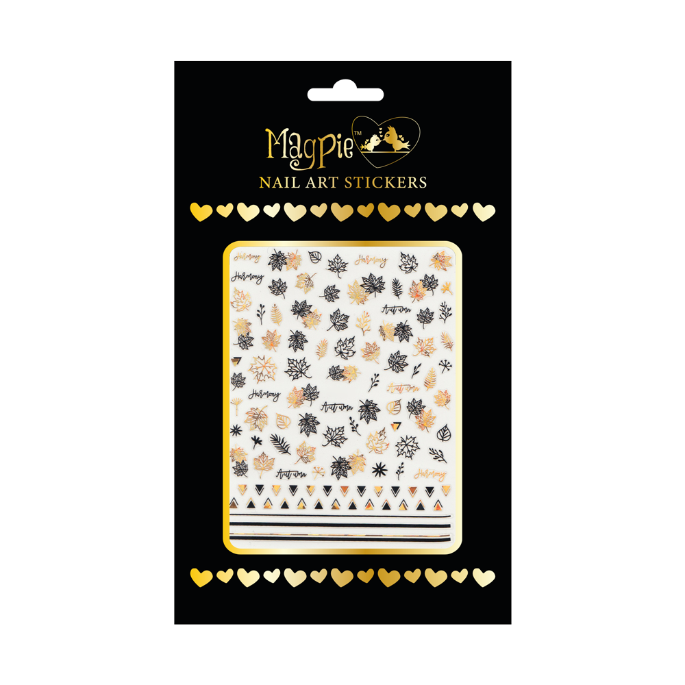 Sticker #82 - Black and Gold Fall Leaves