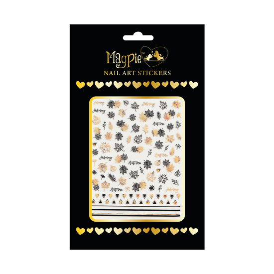 Sticker #82 - Black and Gold Fall Leaves