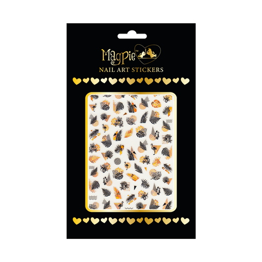 Sticker #93 - Black and Gold Holographic Summer Leaves