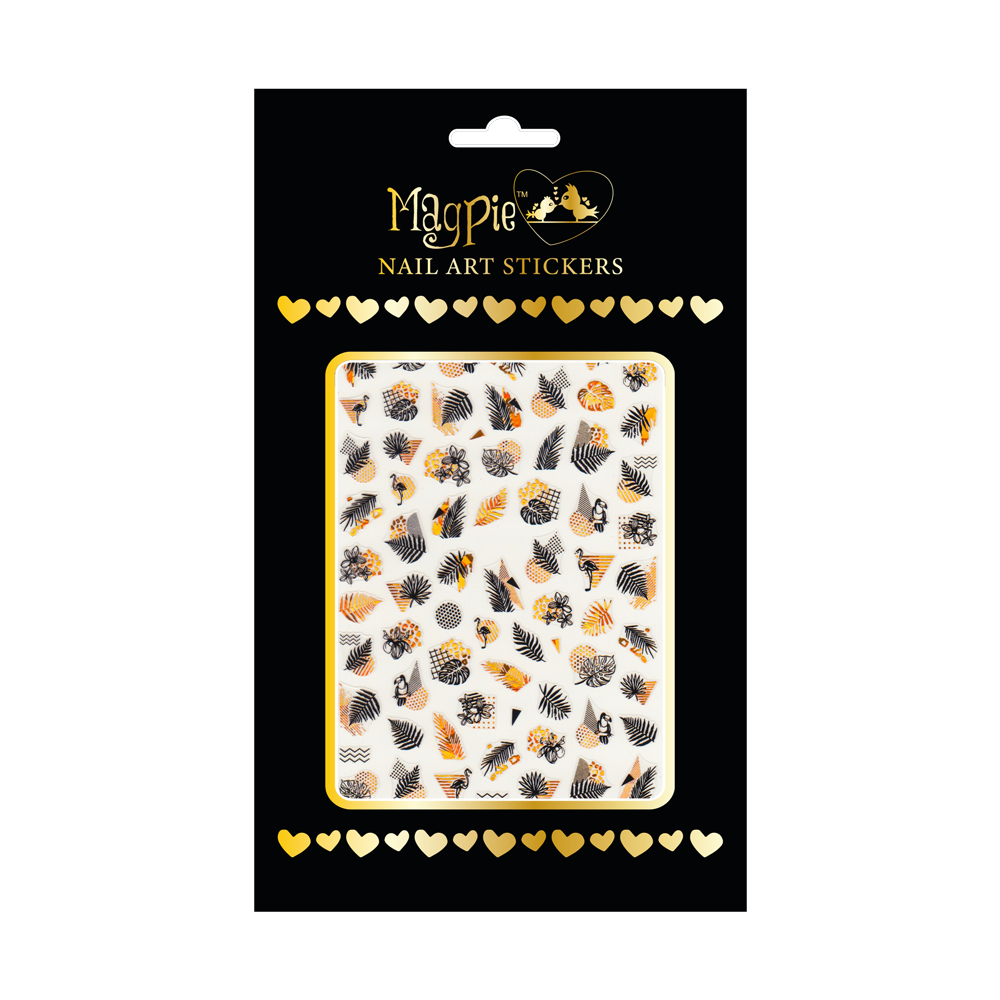 Sticker #93 - Black and Gold Holographic Summer Leaves