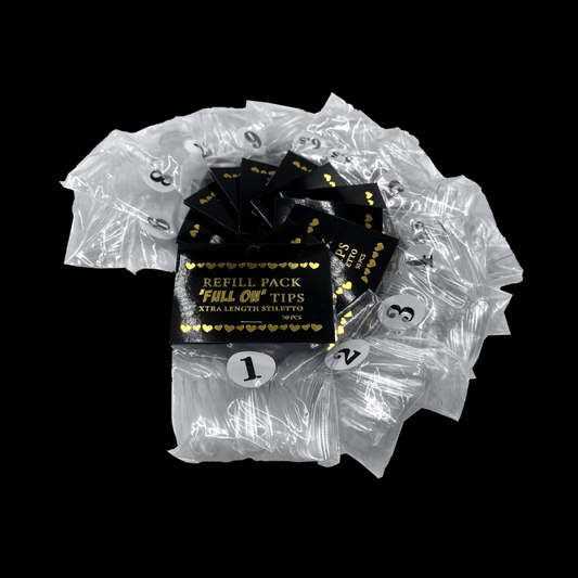 Clearance Full On Tips Refills - XTRA LENGTH STILETTO, size 0