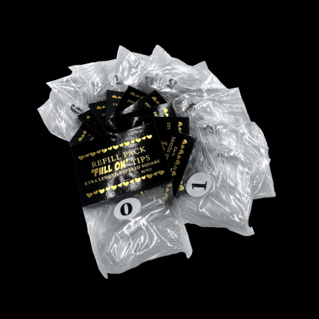 Clearance Full On Tips Refills - XTRA LENGTH TAPERED SQUARE, size 0