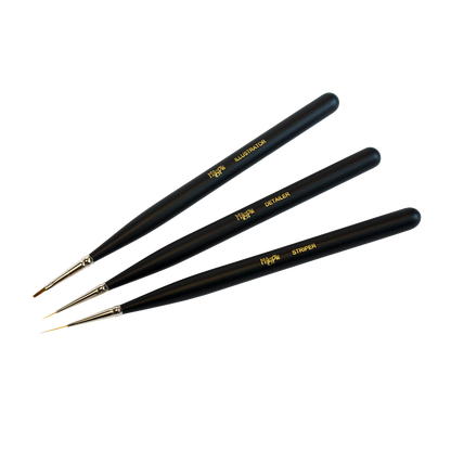 Set of 3 Nail Art Brushes with lids